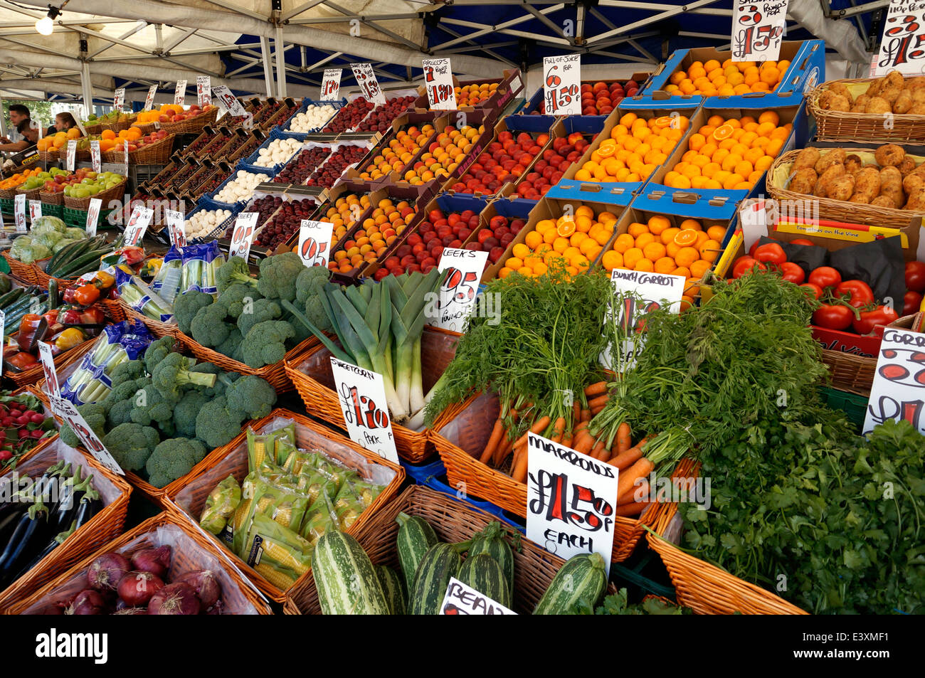 Fruit & vegetable market stall Worthing West Sussex UK Stock Photo