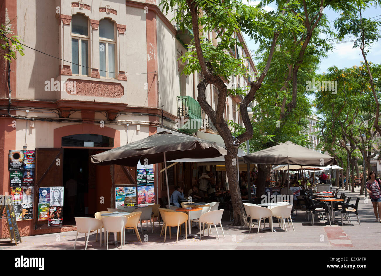 Cafes and Restaurants on Place Des Parc in Town Spain Stock