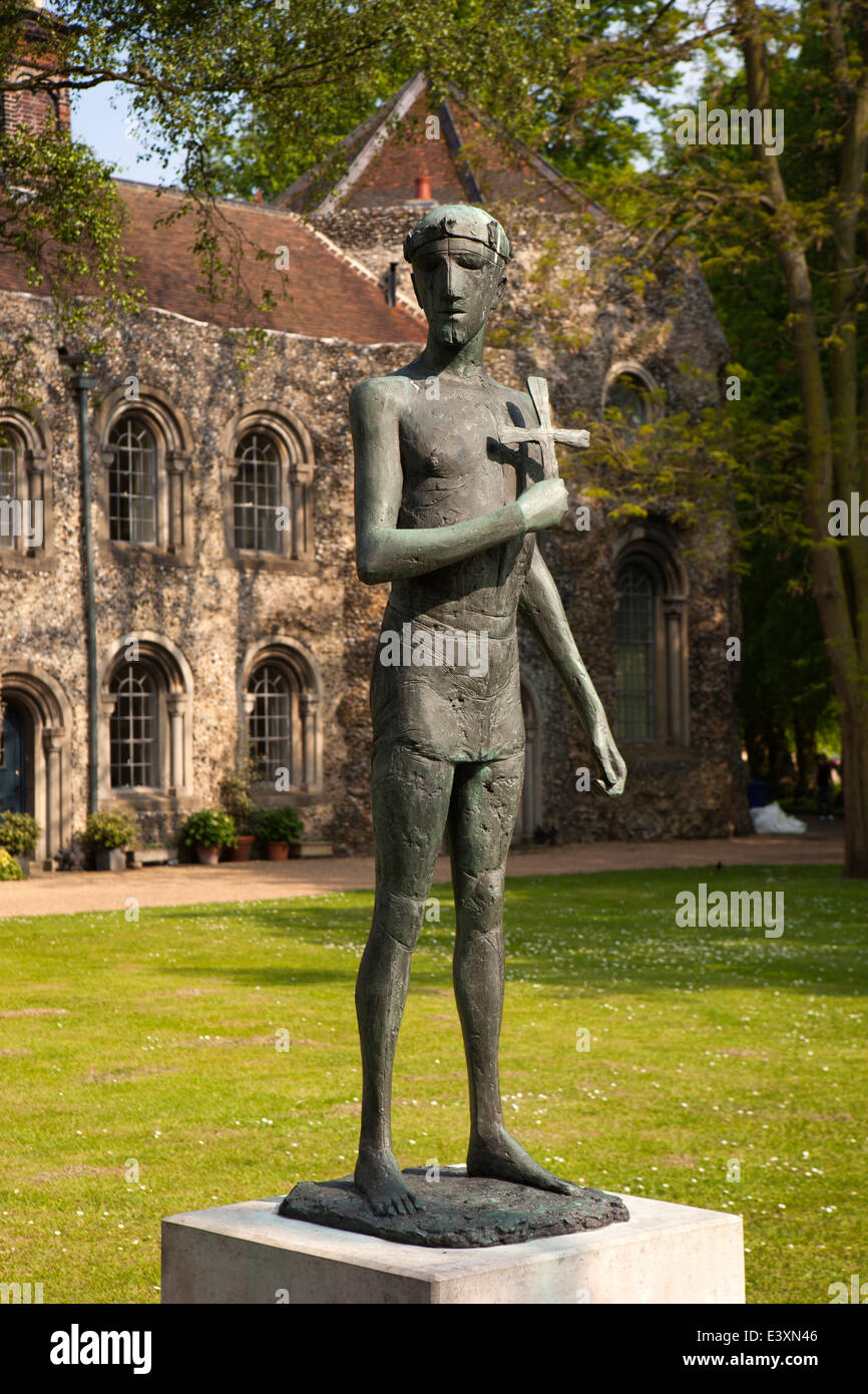 UK England, Suffolk, Bury St Edmunds, Dame Elizabeth Frink statue of St