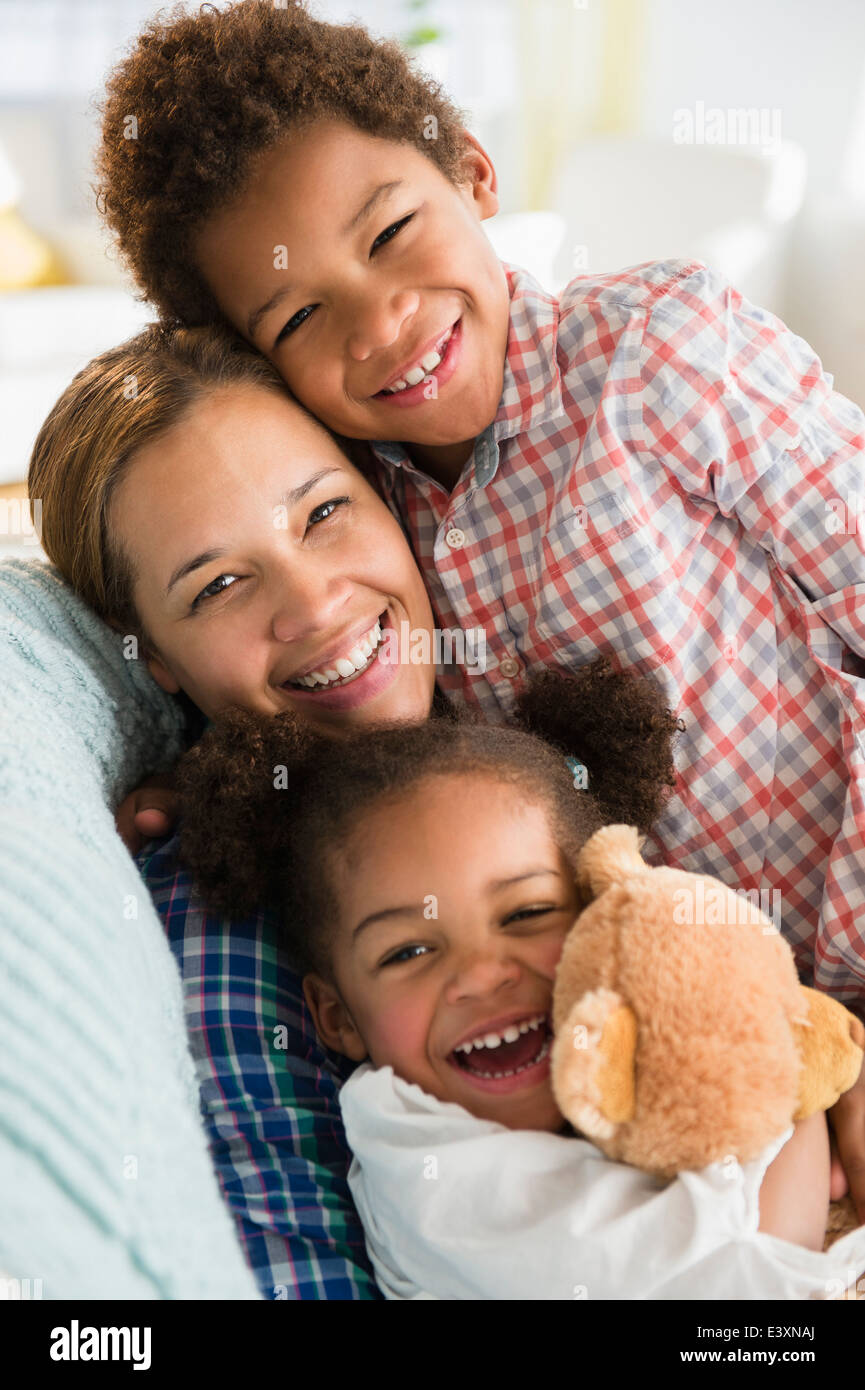 Smiling mother son daughter hi-res stock photography and images - Alamy