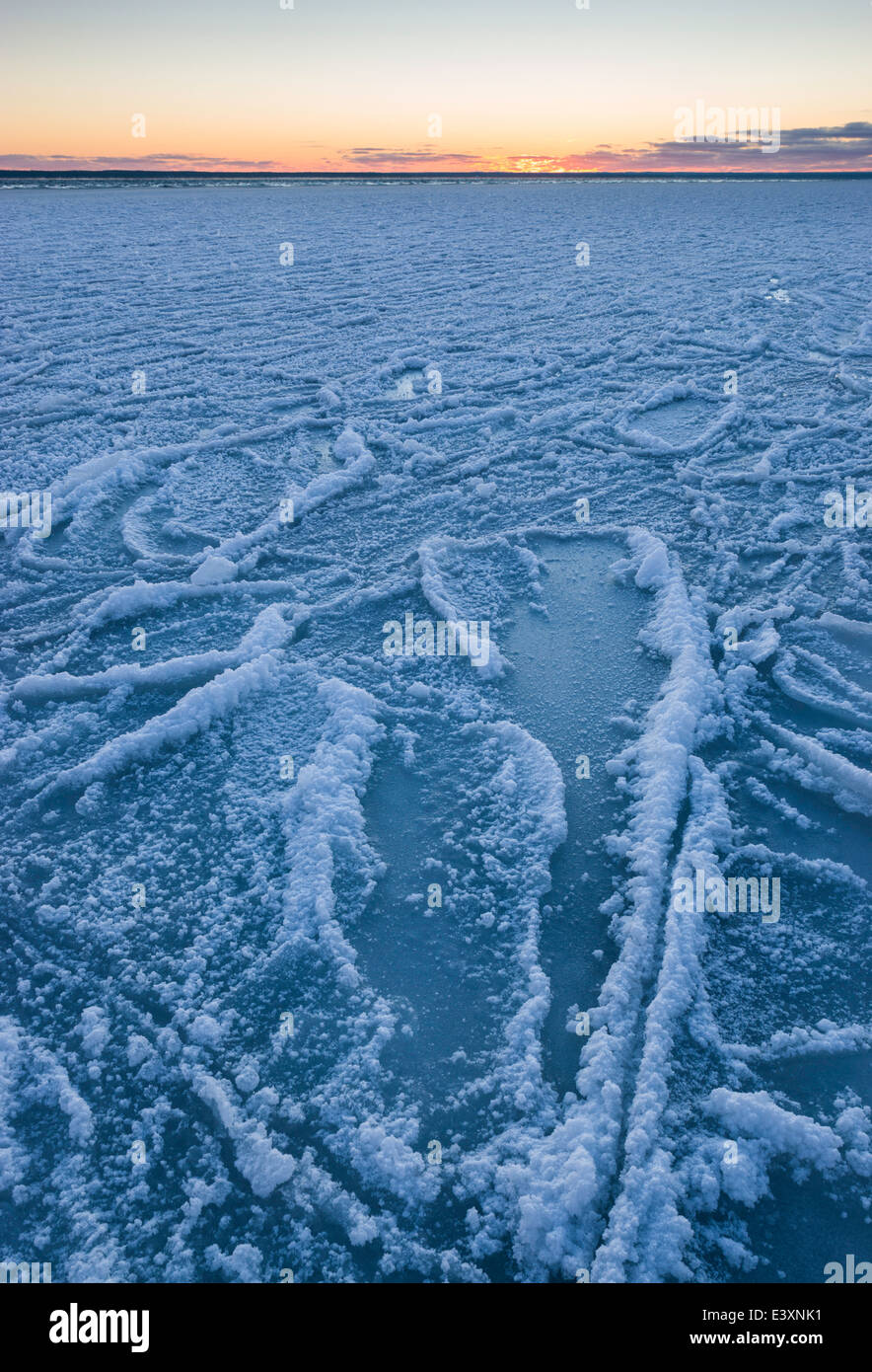 Ice patterns on frozen bay. Saaremaa, Estonia. Stock Photo