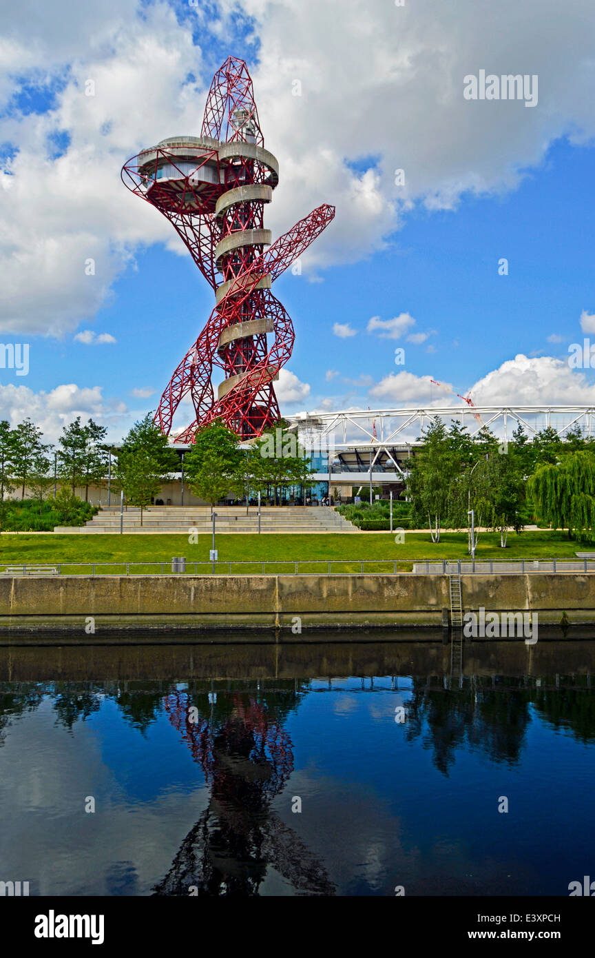 View of the ArcelorMittal Orbit at the Queen Elizabeth Olympic Park, Stratford, London, England, United Kingdom Stock Photo