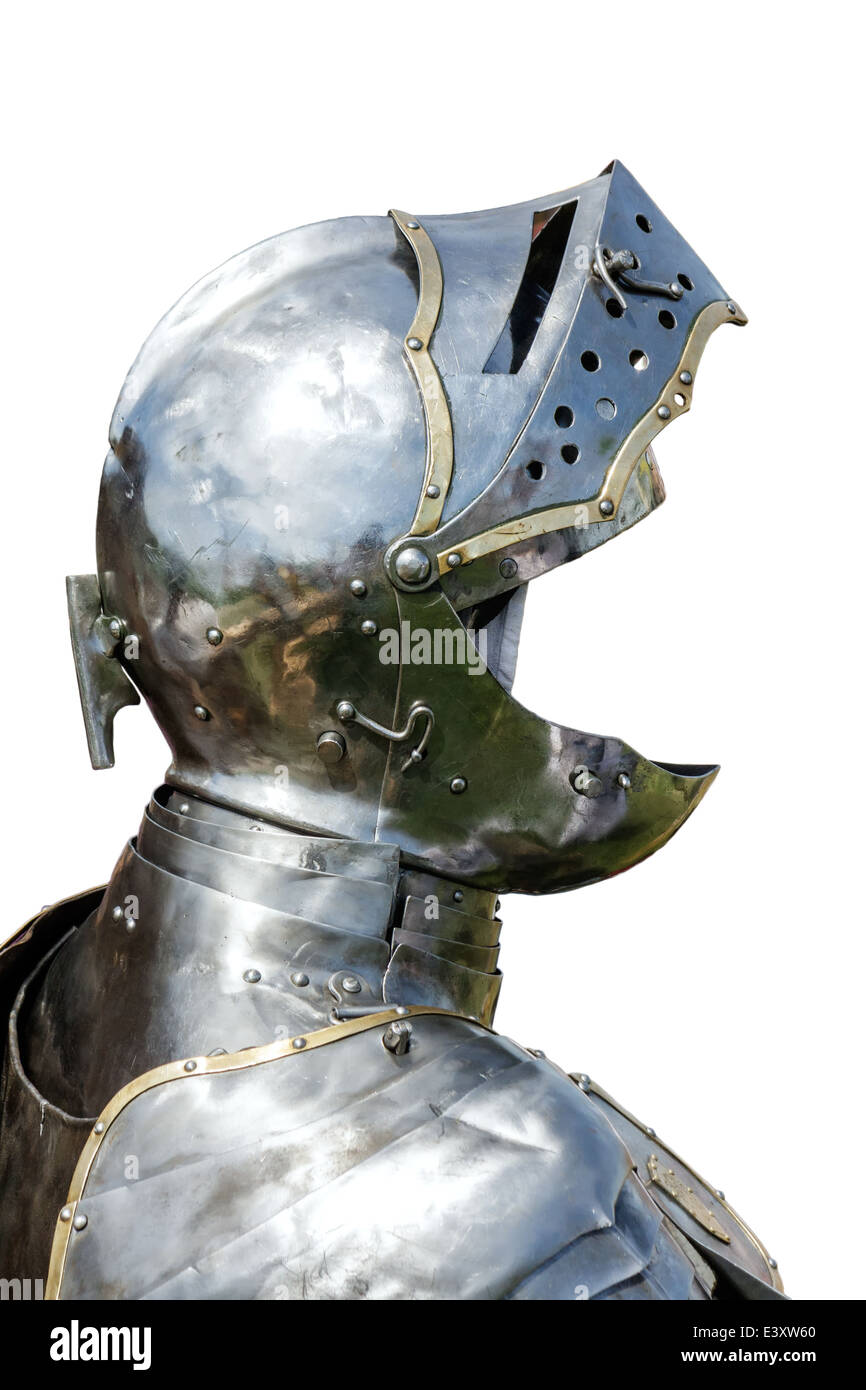 Armour of the medieval knight isolated on white background Stock Photo