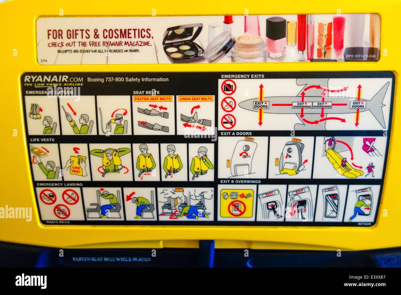Ryanair safety information Stock Photo Alamy