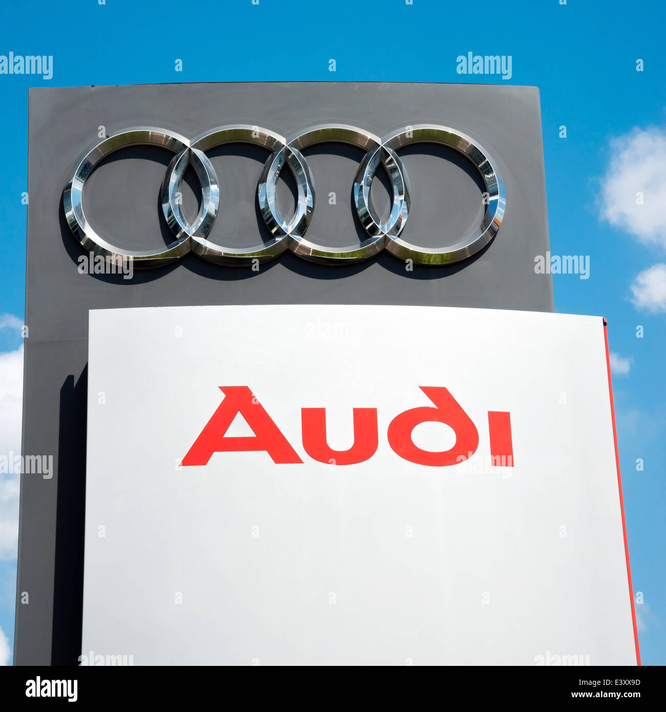 Audi car dealership sign, UK. Stock Photo