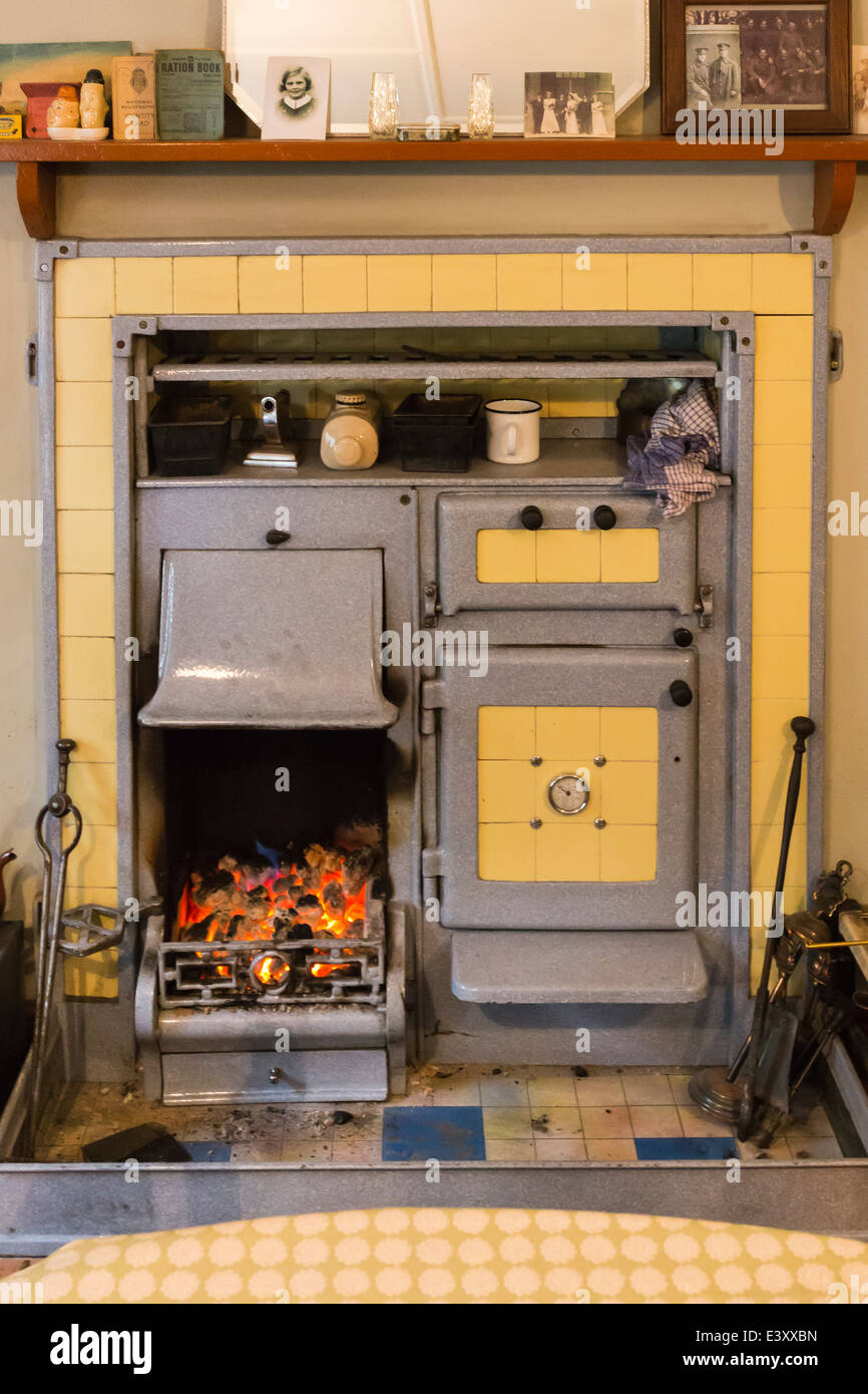 1960 Style Fireplace at Beamish Living Open Air Museum Stock Photo