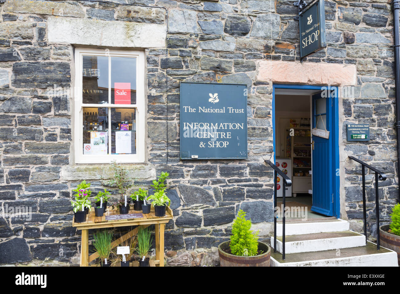 Exterior of National Trust Shop Lindisfarne Holy Island Stock Photo