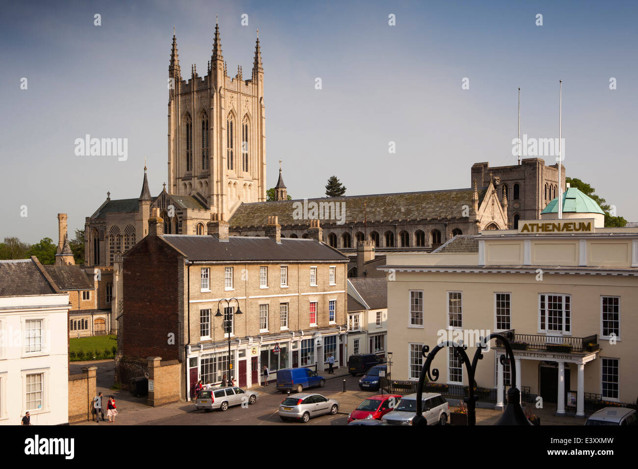 UK England, Suffolk, Bury St Edmunds, Crown Street, Cathedral from