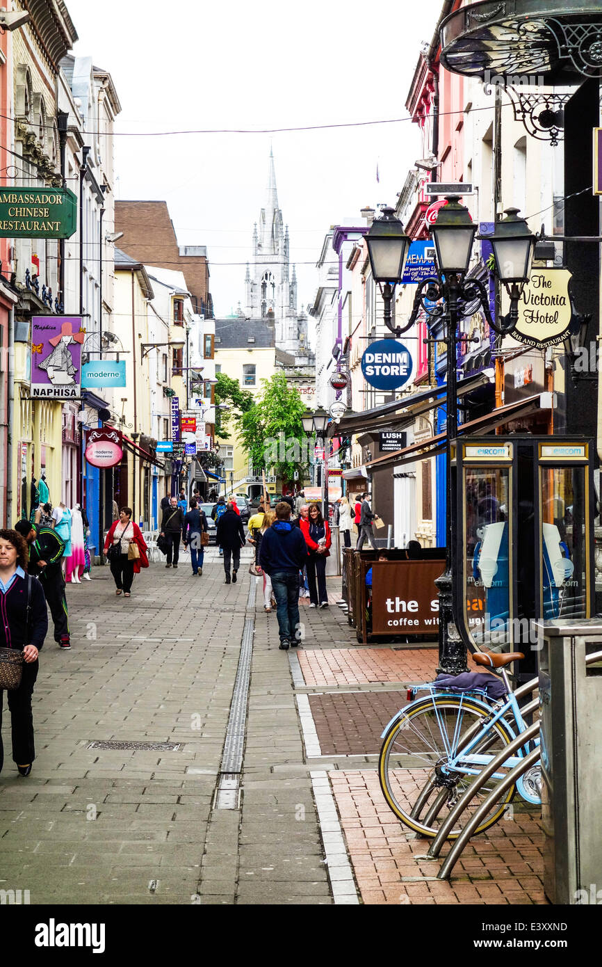 A busy street in Cork, Ireland. Stock Photo