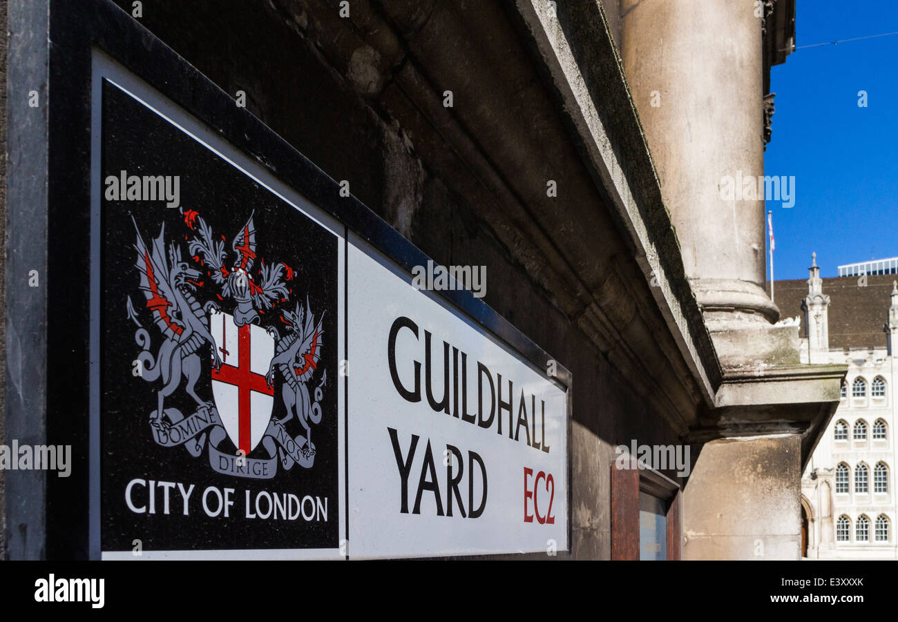 Guildhall Yard street sign-London Stock Photo