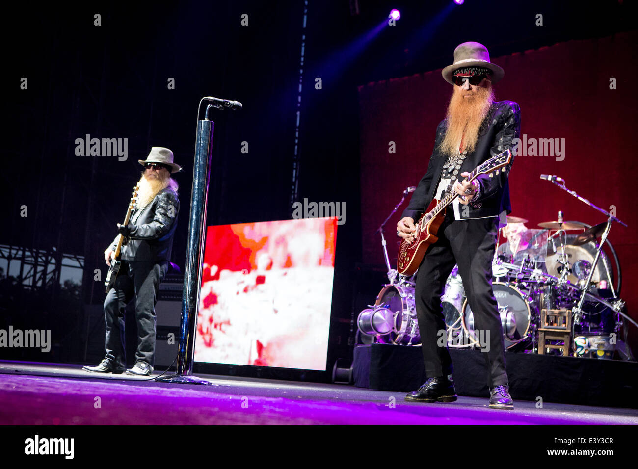Milan Italy. 30th June 2014. The American Texas blues band ZZ TOP performs live at Ippodromo del Galoppo during the "Milano City Sound". Credit:  Rodolfo Sassano/Alamy Live News Stock Photo