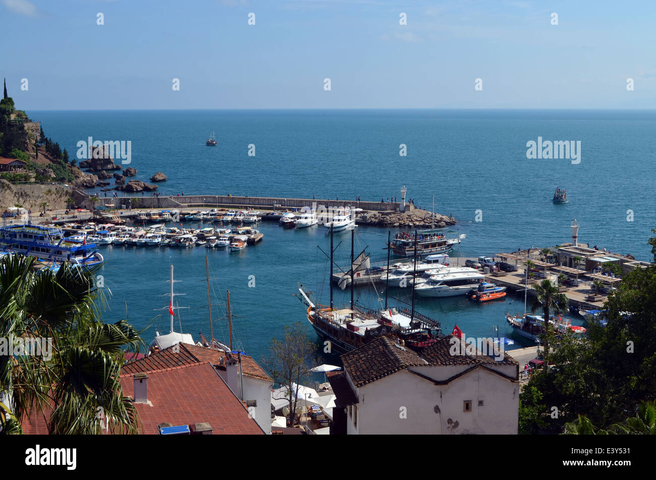 Antalya,Turkey , Between the Mediterranean Sea and the Taurus mountains.Shot of the old  harbour. Stock Photo