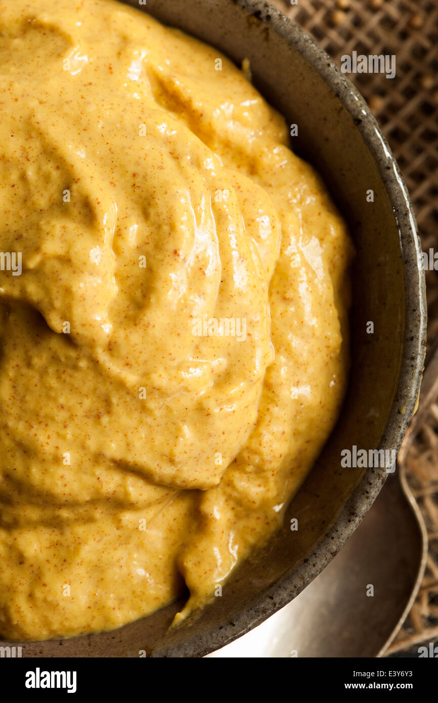 Homemade Spicy Mustard Sauce on a Background Stock Photo