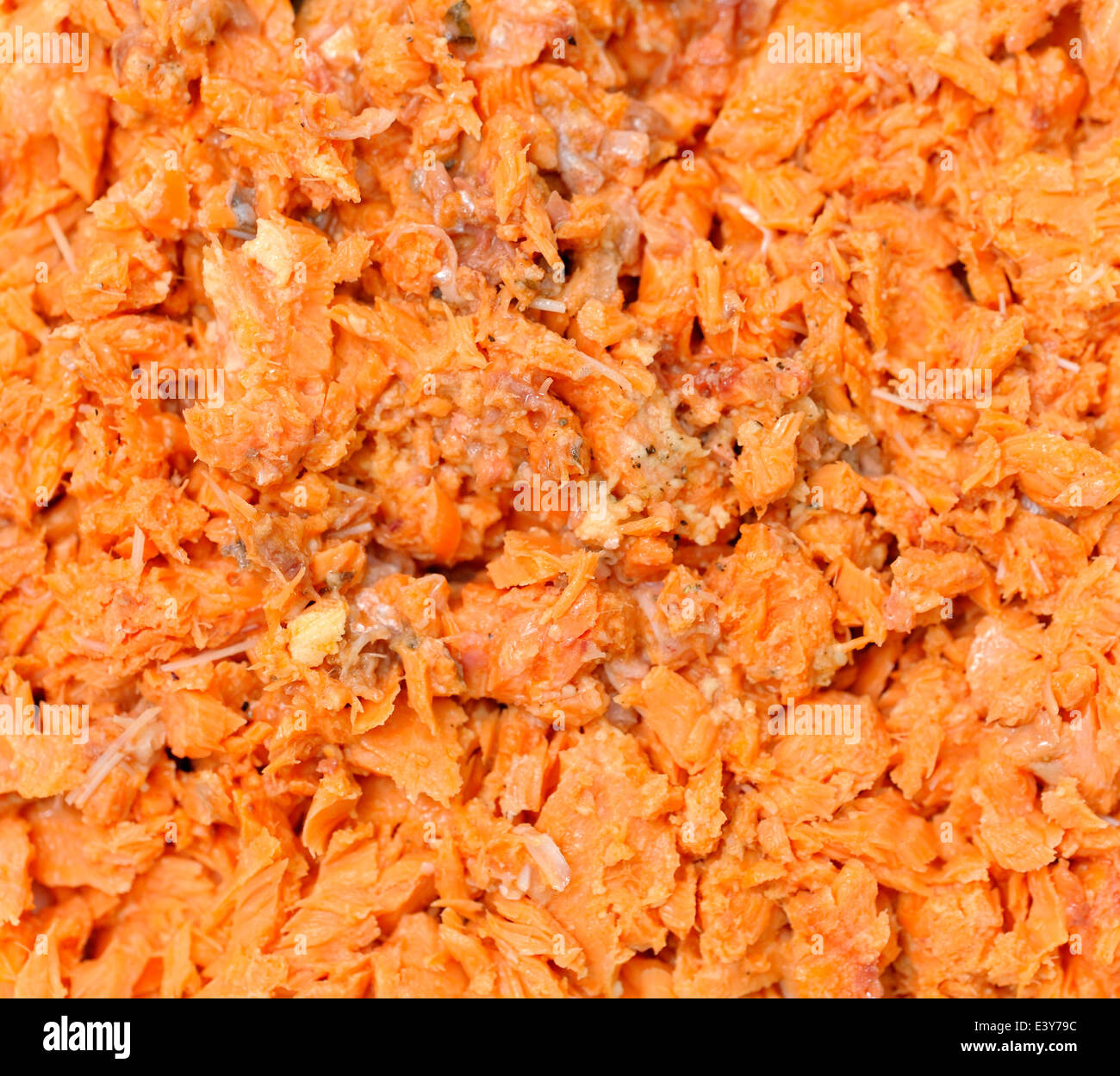 Red tinned salmon mixed up to serve with salad Stock Photo - Alamy