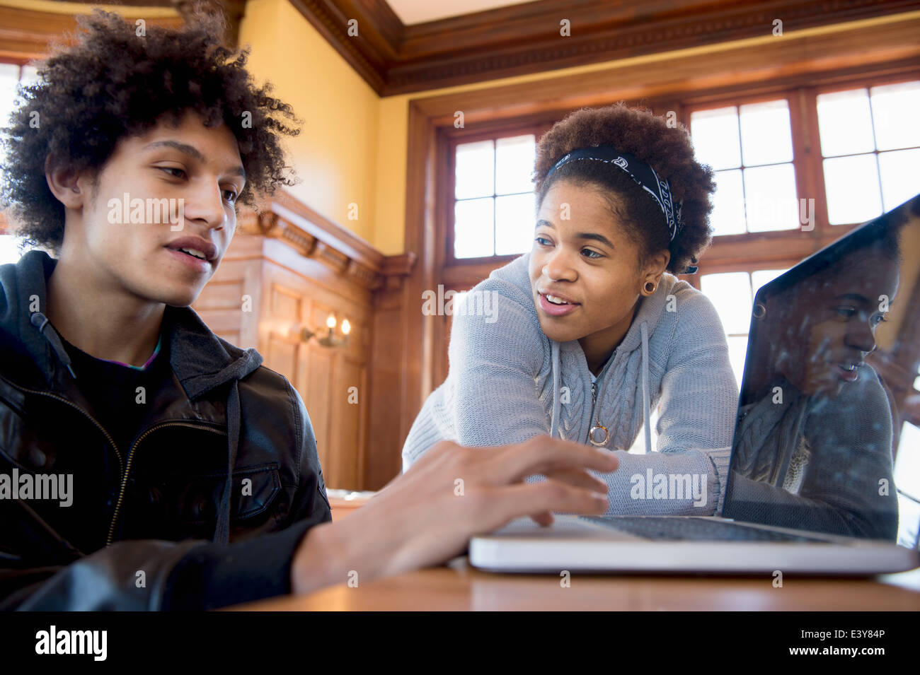 College students using laptop Stock Photo Alamy