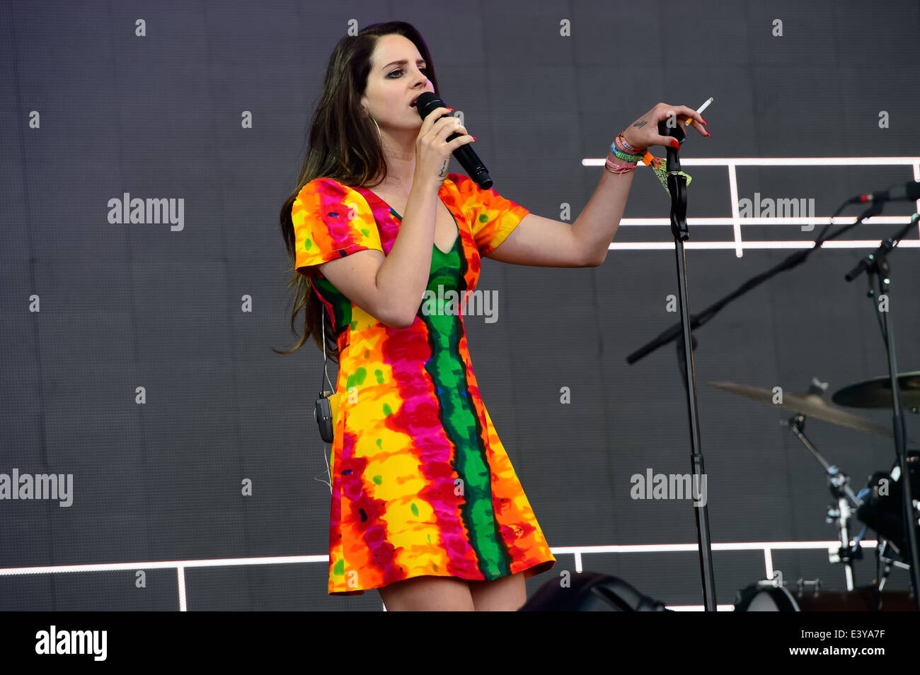 Lana del Rey performs at Glastonbury music festival, England, Saturday, June 28, 2014. Stock Photo