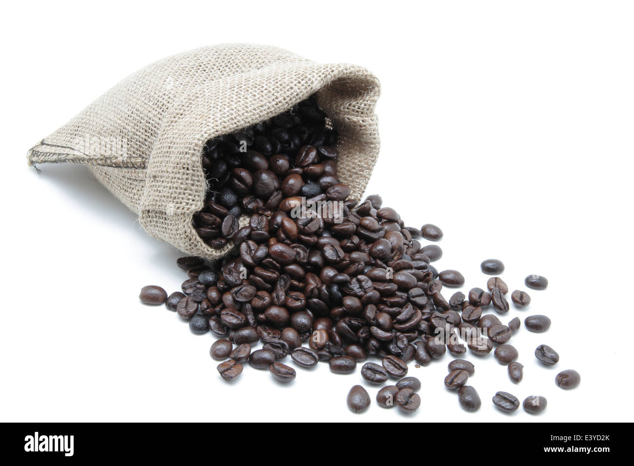 bag with coffee beans on white background Stock Photo - Alamy