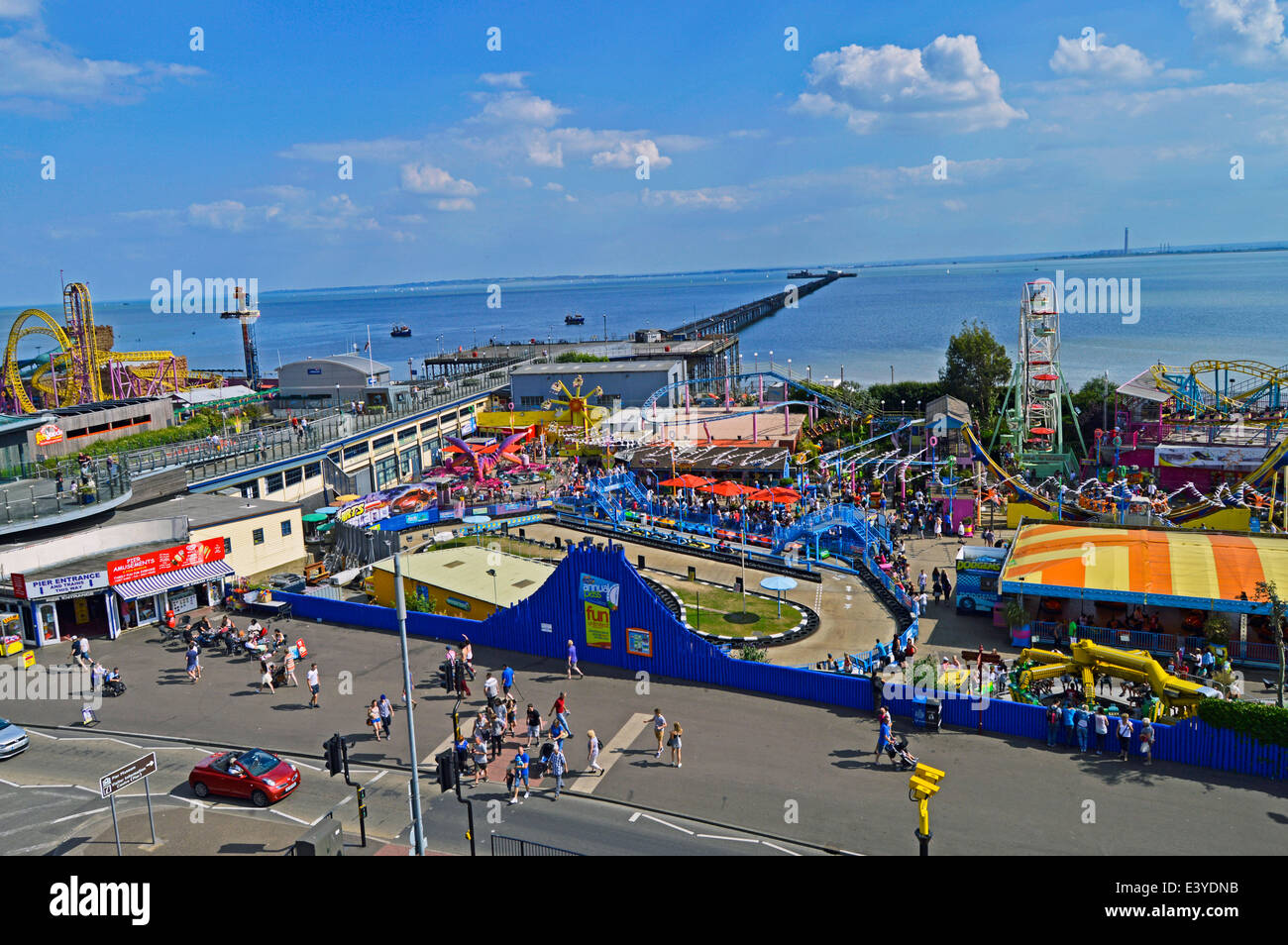 Aerial view showing Southend Pier, Southend-on-Sea, Essex, England, United Kingdom Stock Photo