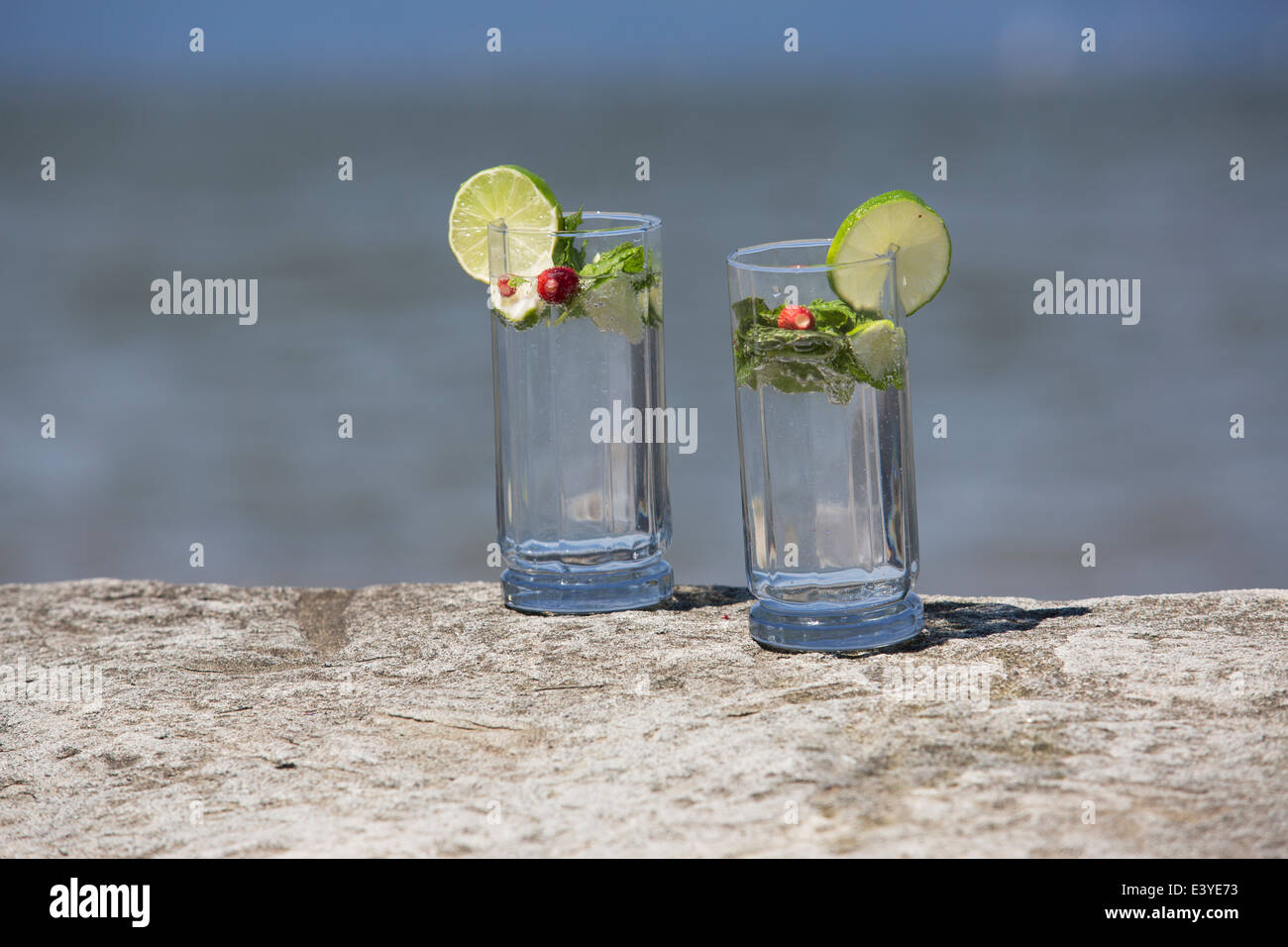 Mojitos by the Sea Stock Photo