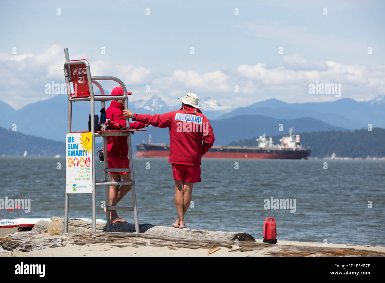 Life Guards on Locarno Beach Stock Photo