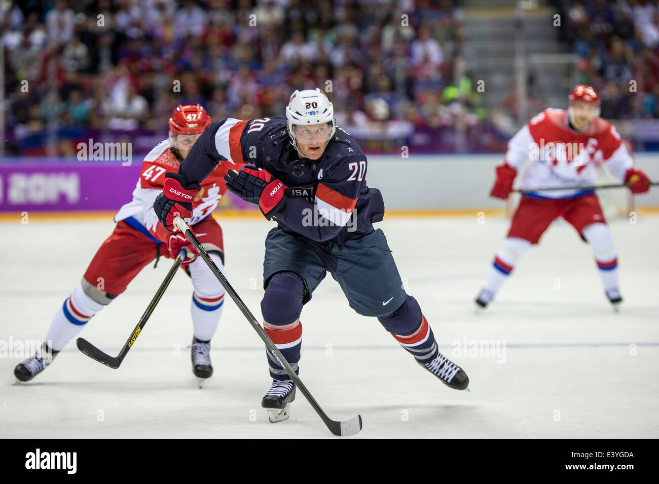 Ryan Suter (USA) and Alexander Radulov (RUS) during ice hockey game vs ...