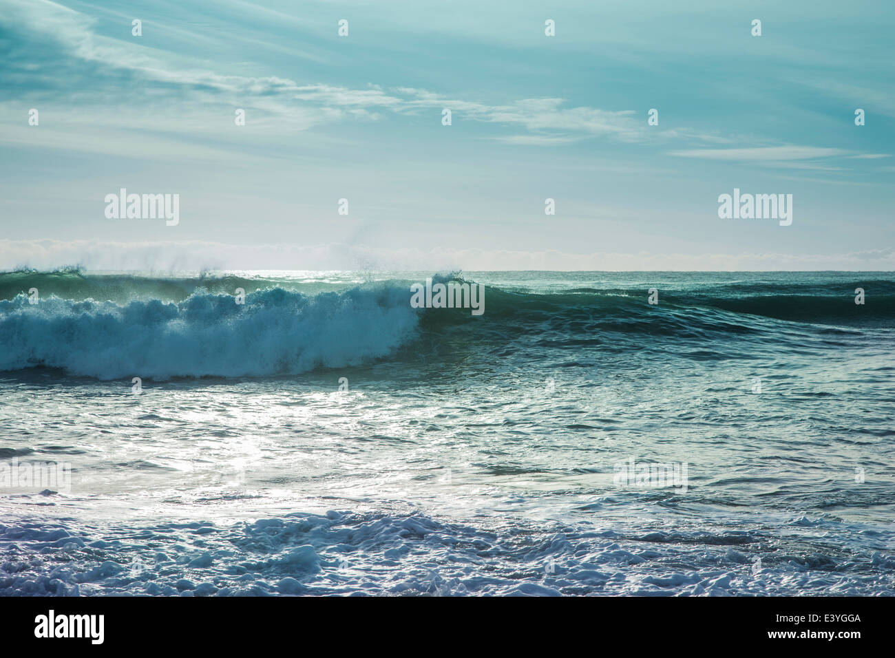 Beautiful surf in the early morning with waves coming in Stock Photo