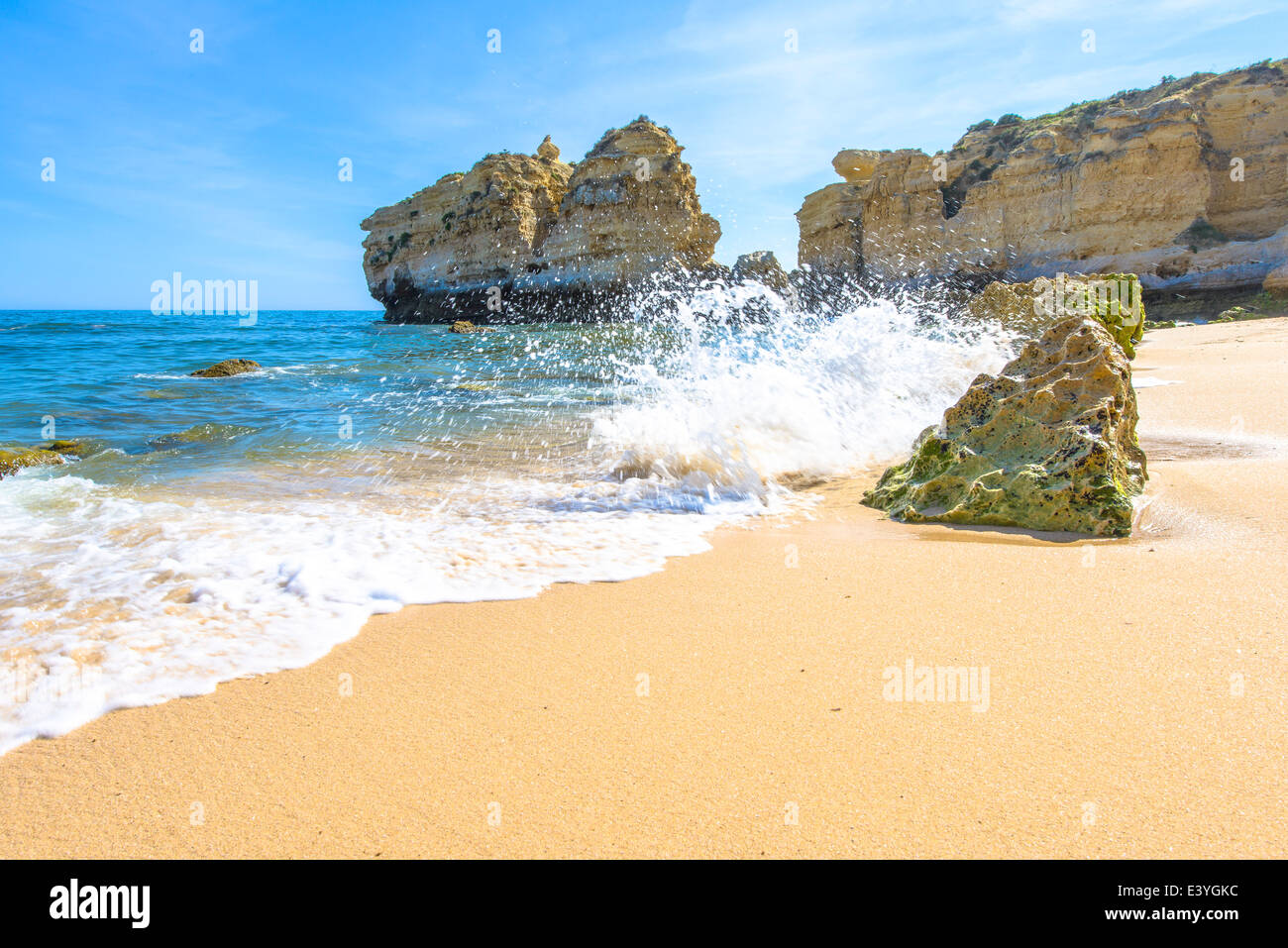 Beach view in a summer day in Albufeira, Portugal Stock Photo
