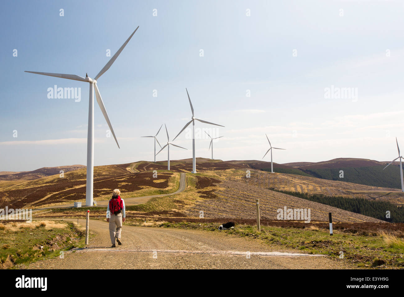 The Clyde Wind Farm in the Southern Uplands of Scotland near Biggar. It is one of europes largest incorporating 152 wind turbines that produce 350 MW and covers 47 square kilomtres Stock Photo