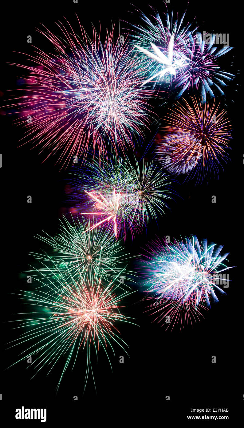 fireworks on black background Stock Photo