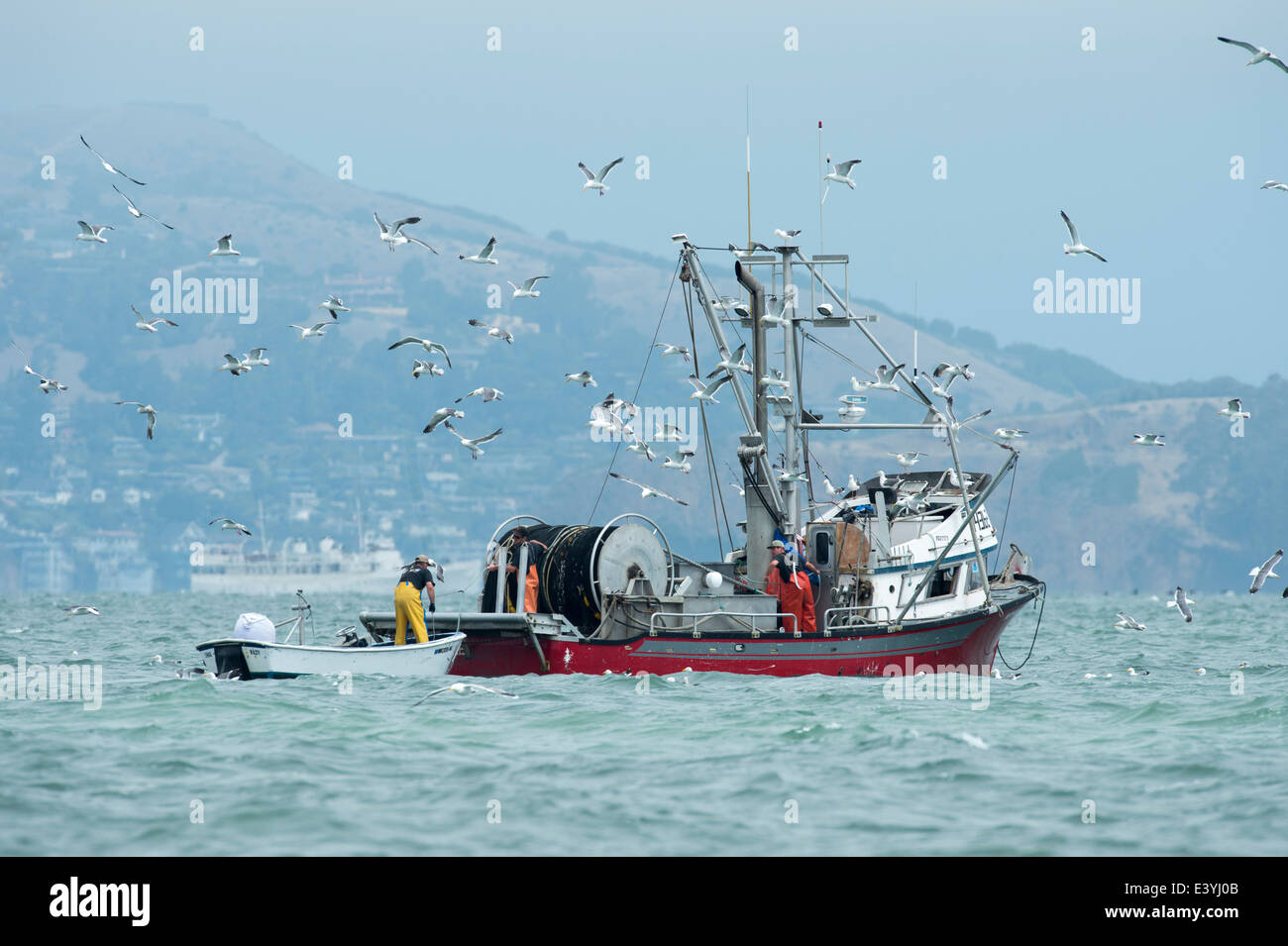 Fishing boat on San Francisco bay. Stock Photo