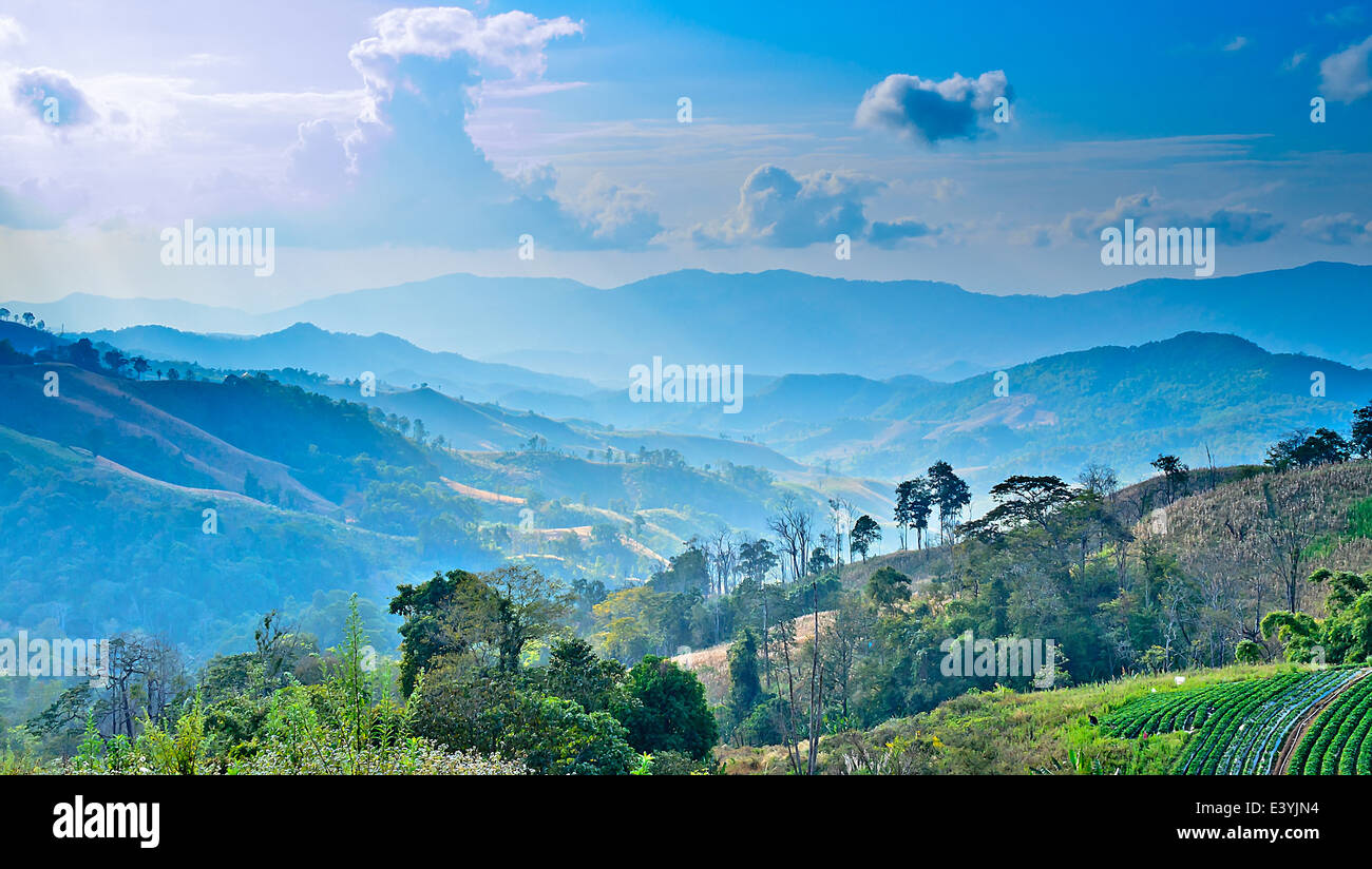 The Landscape with Blue Sky and Green on the Mountain Stock Photo - Alamy