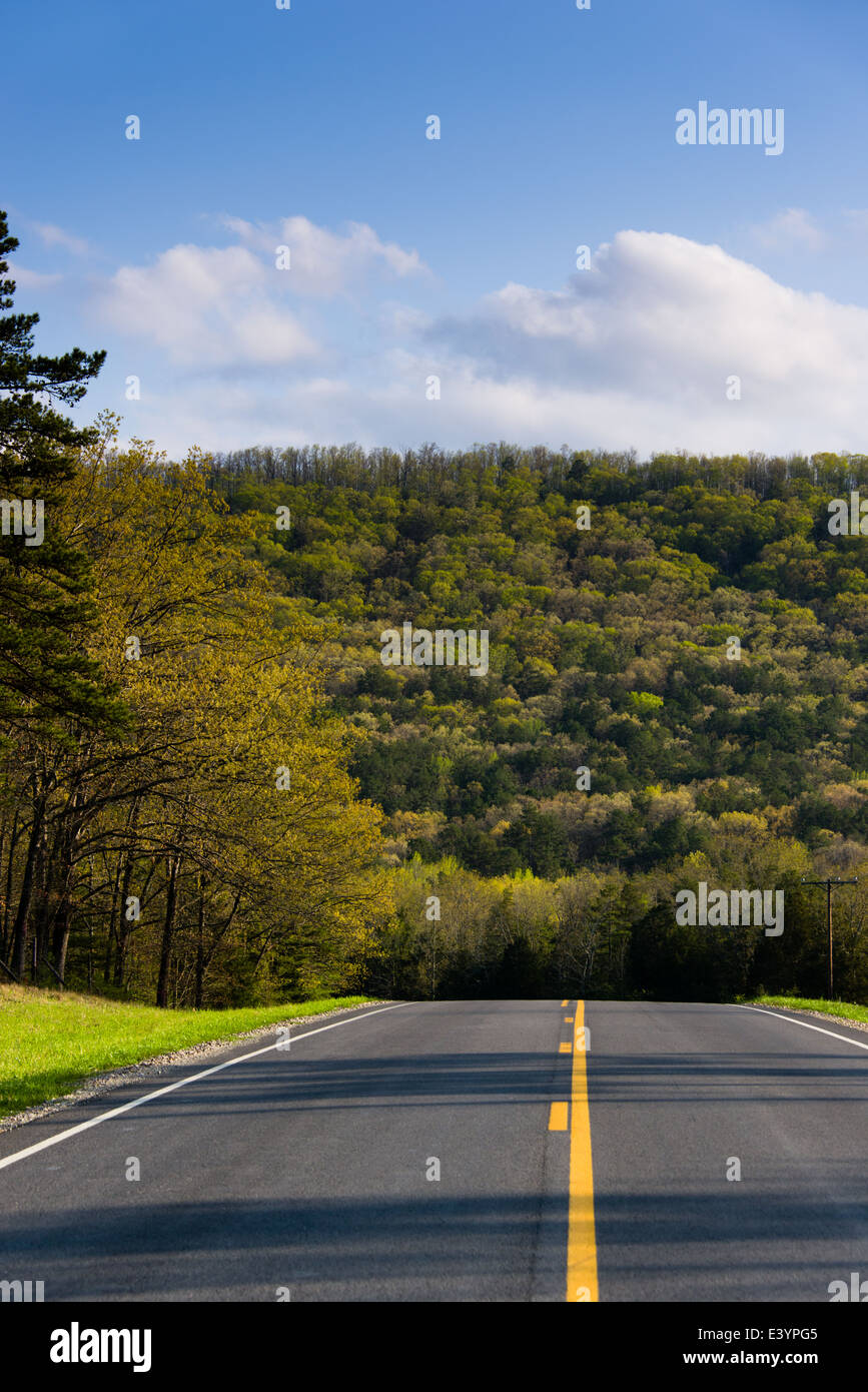 Highway 16 outside of Greers Ferry, Arkansas. Stock Photo