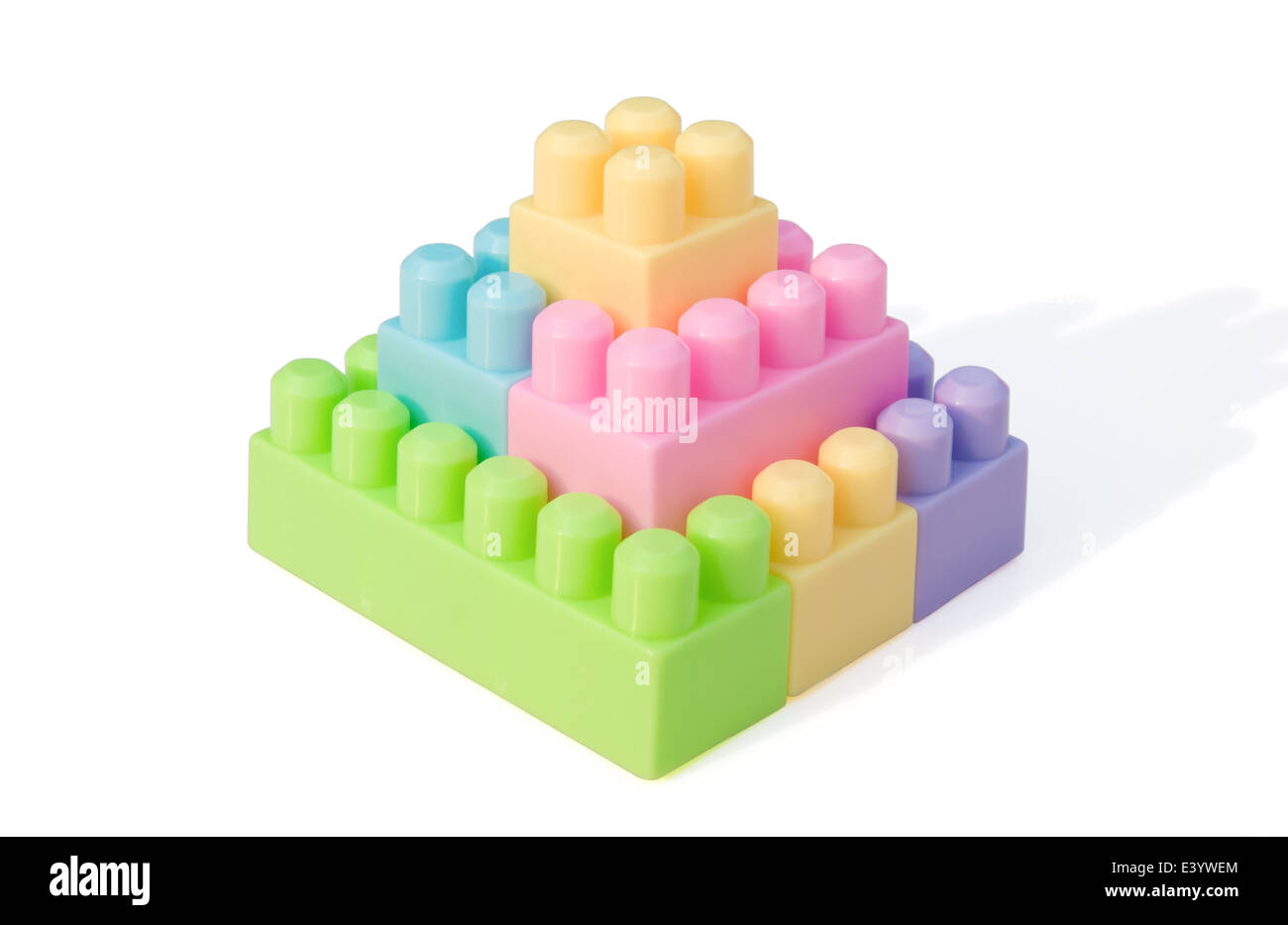 pyramid shape toy bricks with clipping path Stock Photo