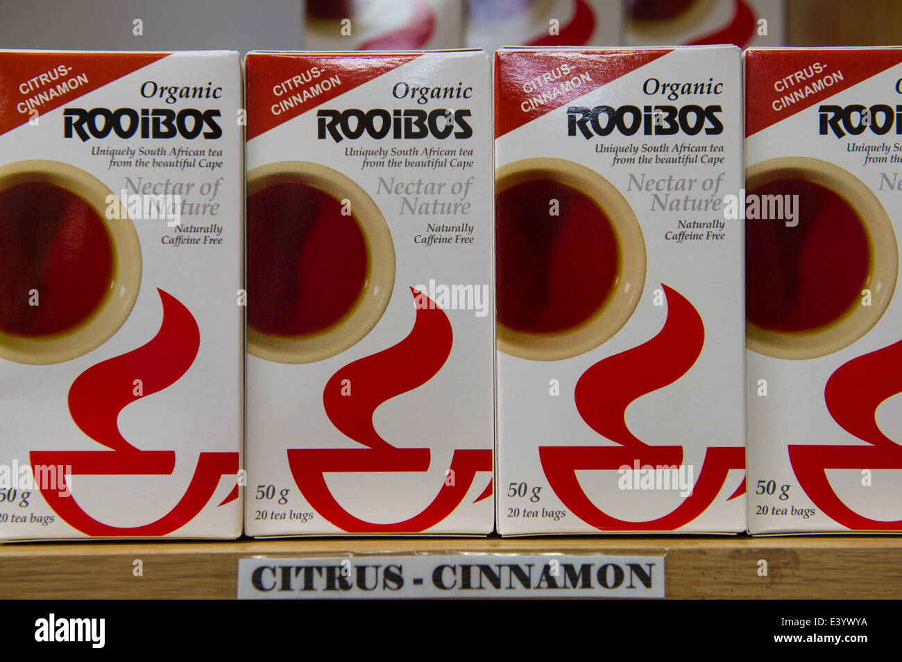 Rooibos tea for sale at the Rooibos Factory, Clanwilliam, South Africa