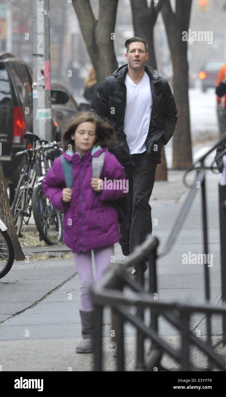 Ed Burns takes his children to school  Featuring: Ed Burns,Grace Burns Where: Manhattan, New York, United States When: 05 Dec 2013 Stock Photo