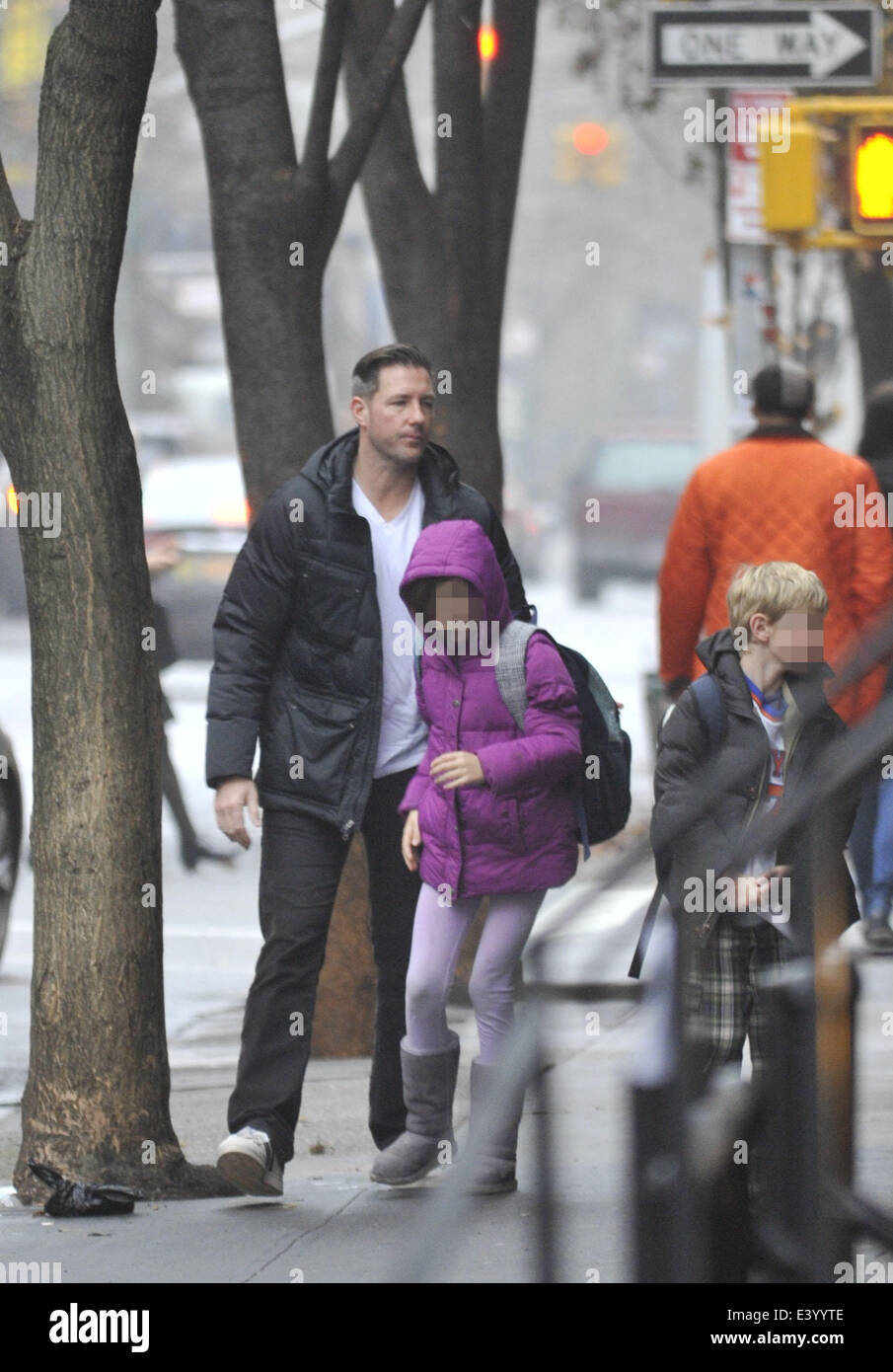 Ed Burns takes his children to school  Featuring: Ed Burns,Grace Burns,Finn Burns Where: Manhattan, New York, United States When: 05 Dec 2013 Stock Photo