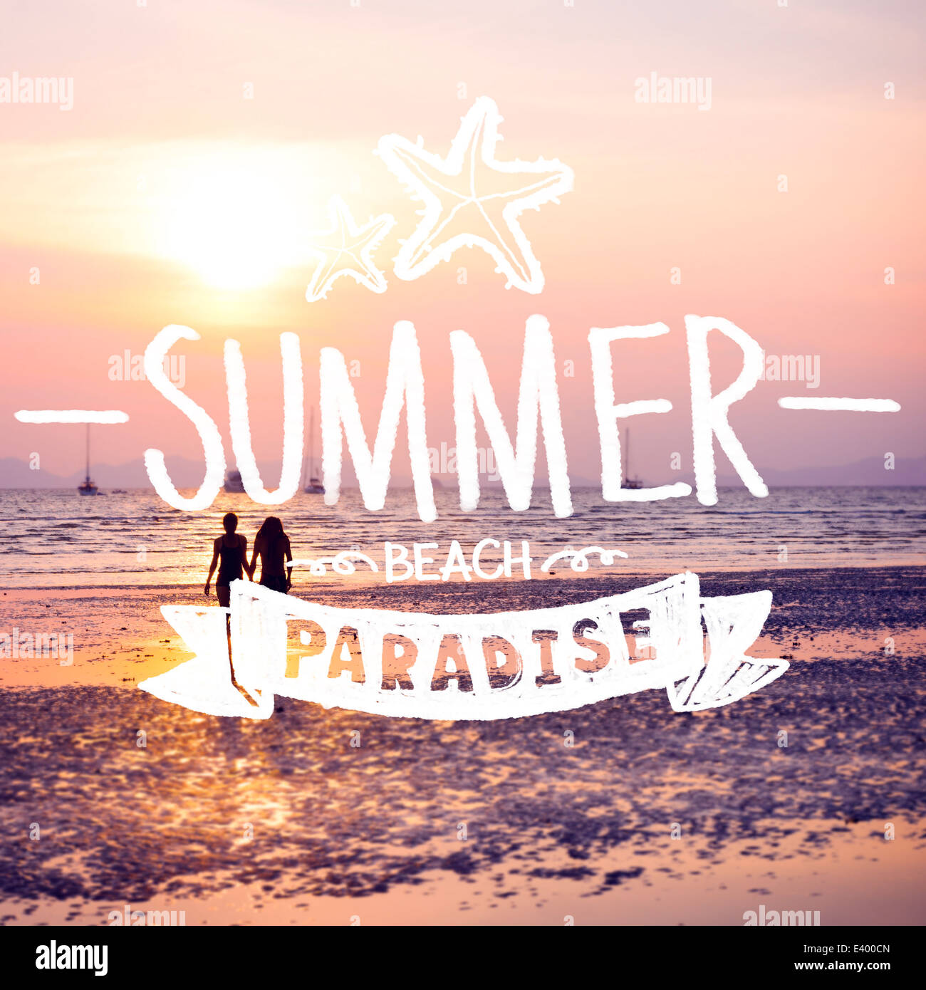 Silhouette of Couple Walking by the Beach Stock Photo - Alamy