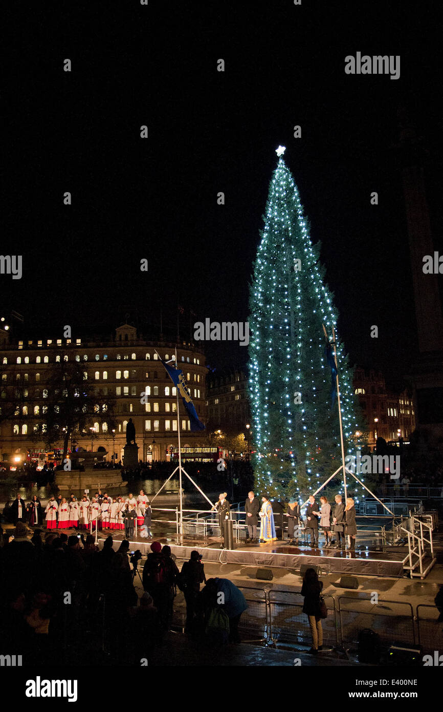 The tree is lit during the Lightingup Ceremony of the Oslo Christmas