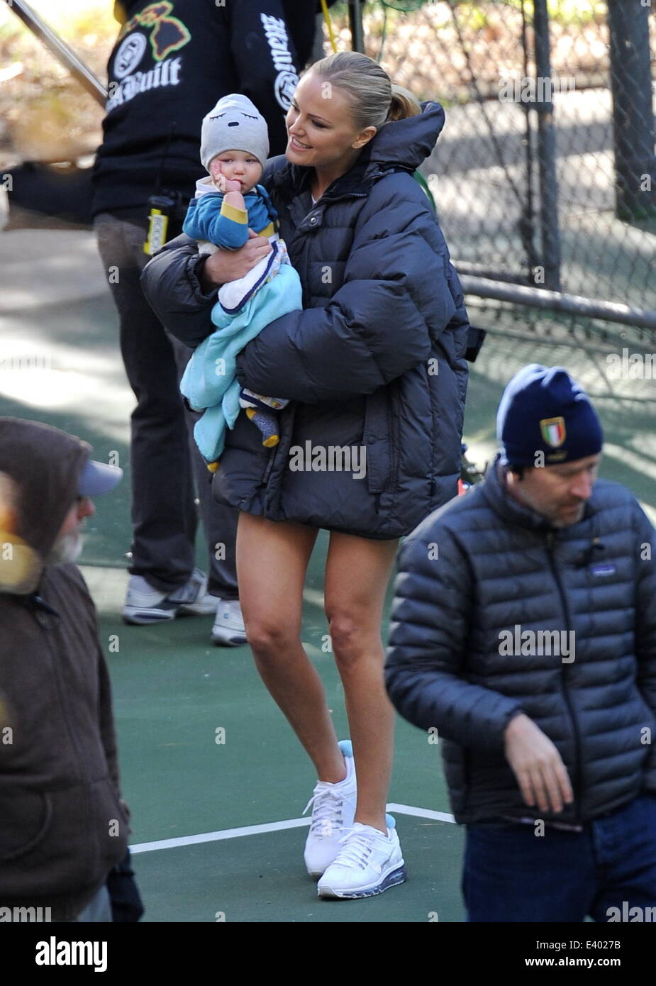 Malin Akerman shows off her toned legs while filming a scene for