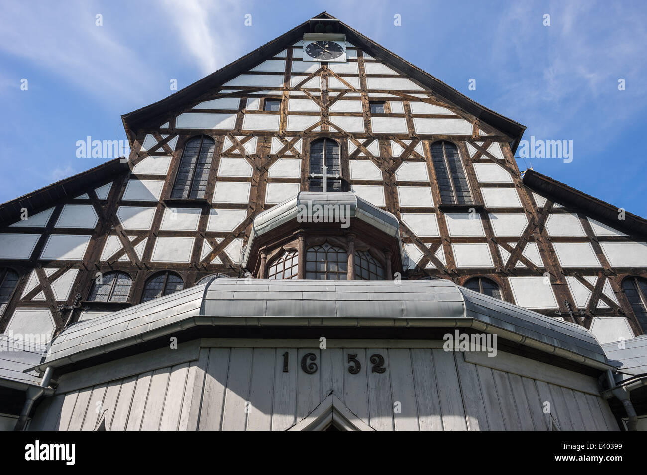 Evangelic biggest wooden church in Europe Temple of Peace Swidnica Lower Silesia Poland Friedendskirche Schweidnitz Stock Photo