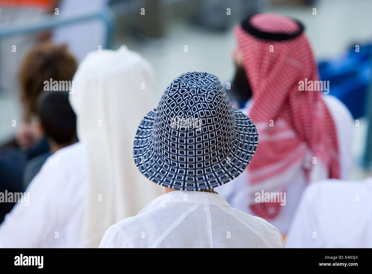 Qatar, people in the Losail racing circuit Stock Photo