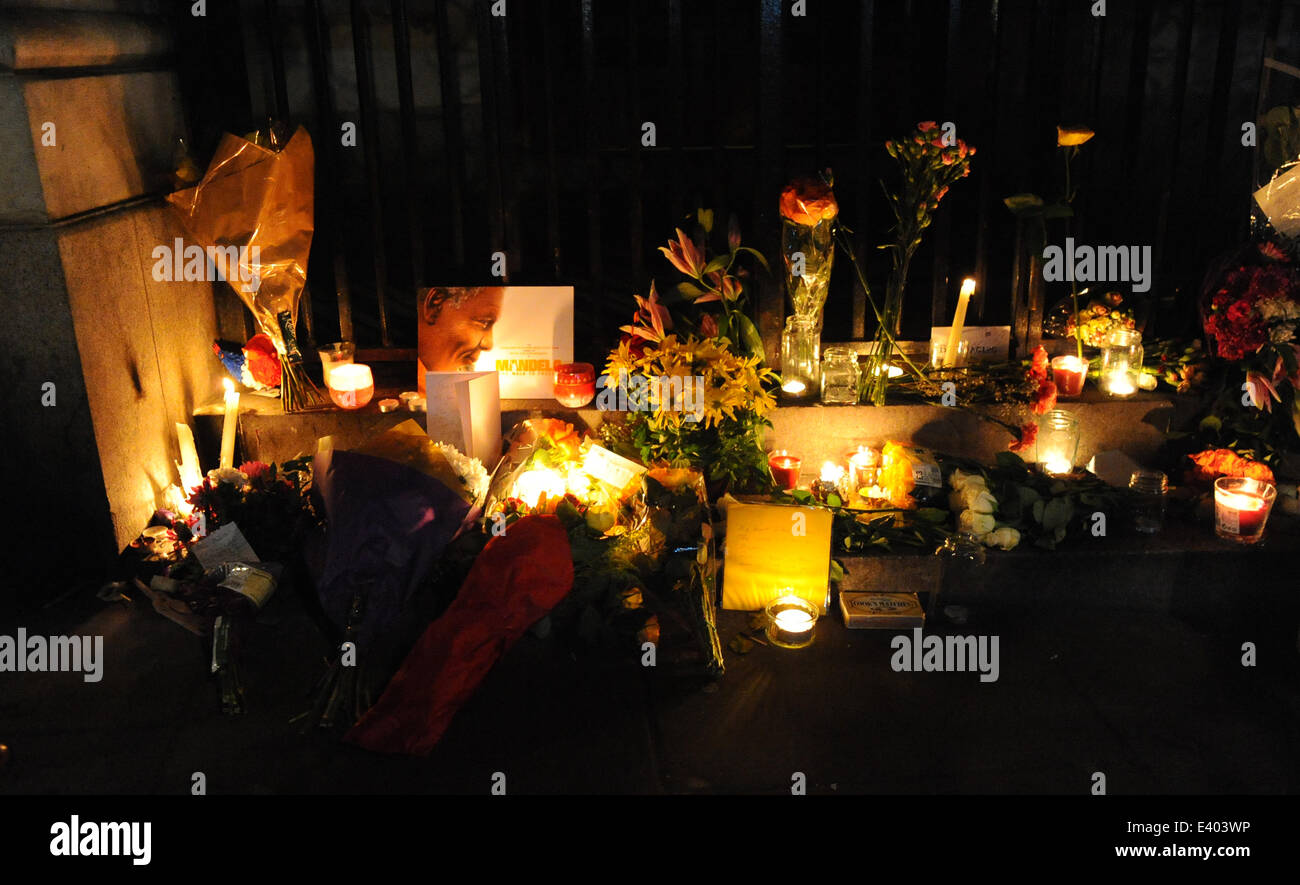 Candles lighted for Nelson Mandela tributes at South Africa House