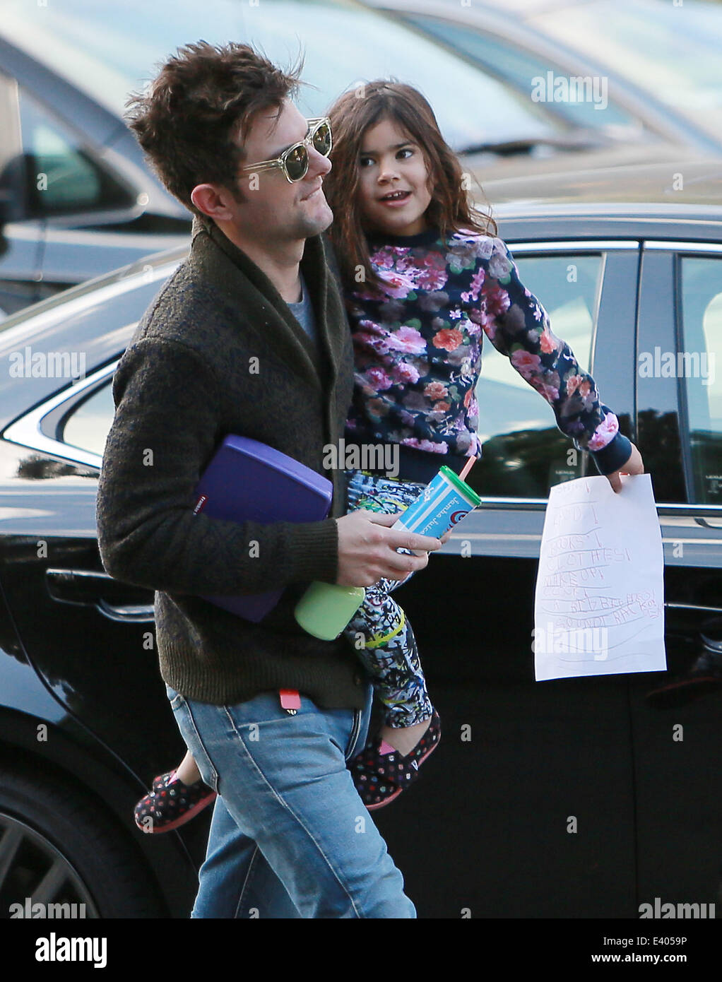 Adam Scott takes his daughter, Frankie to school Featuring: Adam Scott,Frankie  Scott Where: Los Angeles, California, United States When: 06 Dec 2013 Stock  Photo - Alamy