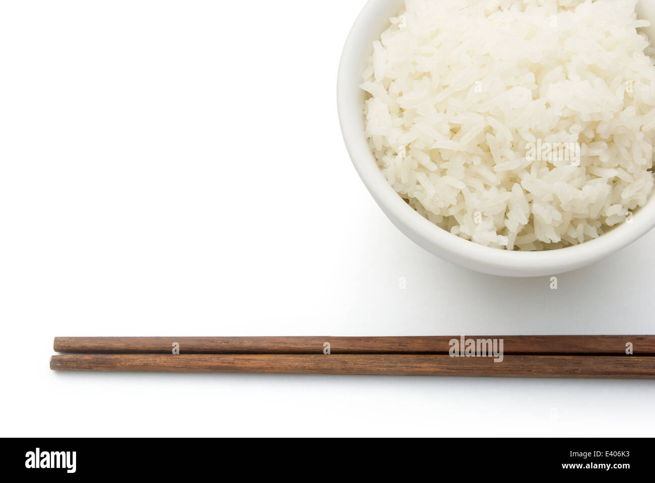rice and chopstick on white with clipping path Stock Photo