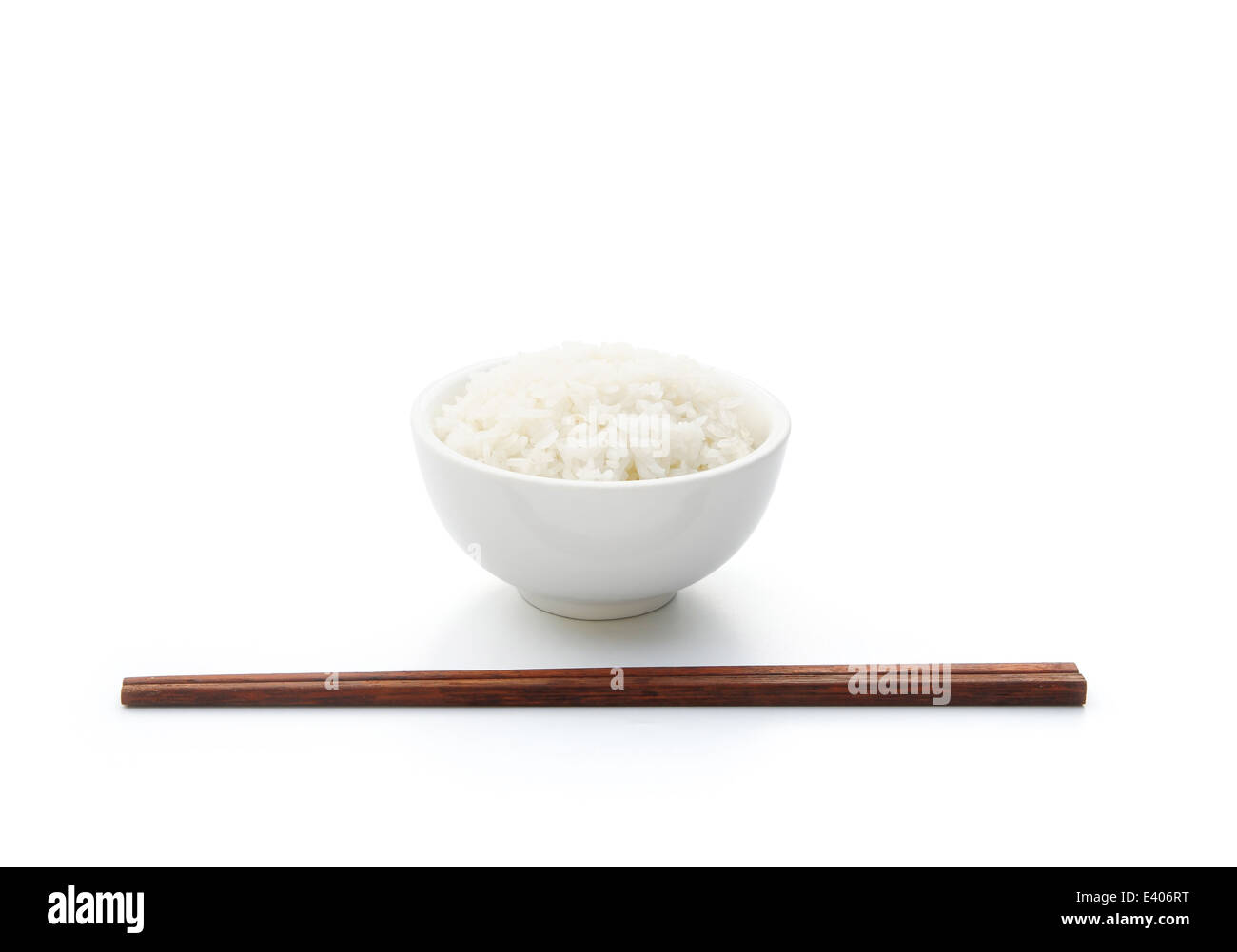 rice and chopstick on white with clipping path Stock Photo