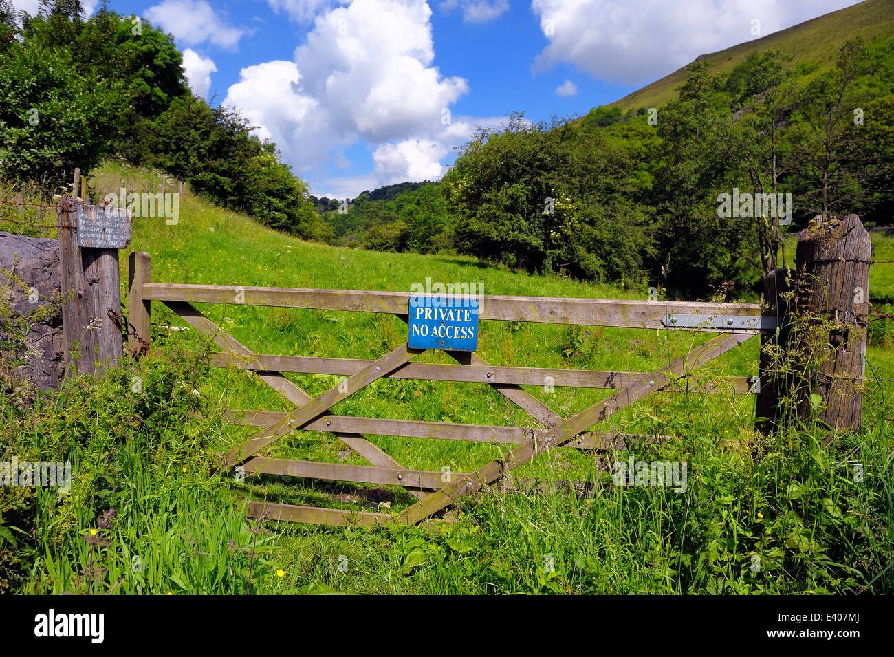 Private no access to farm land Derbyshire Peak District Monsal Dale England UK Stock Photo
