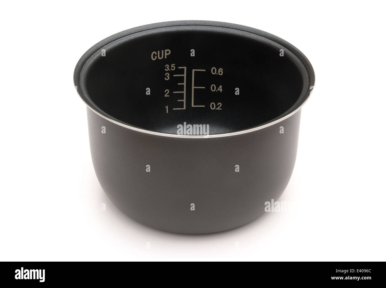 scaled inner pot of electric rice cooker with clipping path Stock Photo