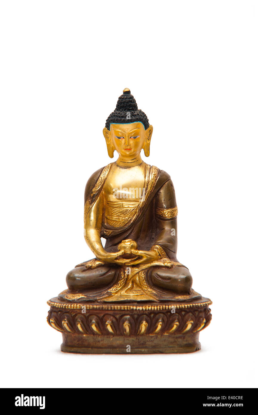 Buddha statue small size Isolated on white background Stock Photo