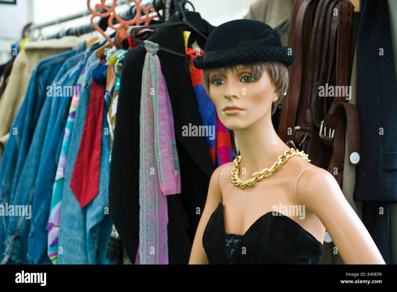 Display outside vintage clothes shop at Hay Festival 2014 ©Jeff Morgan Stock Photo