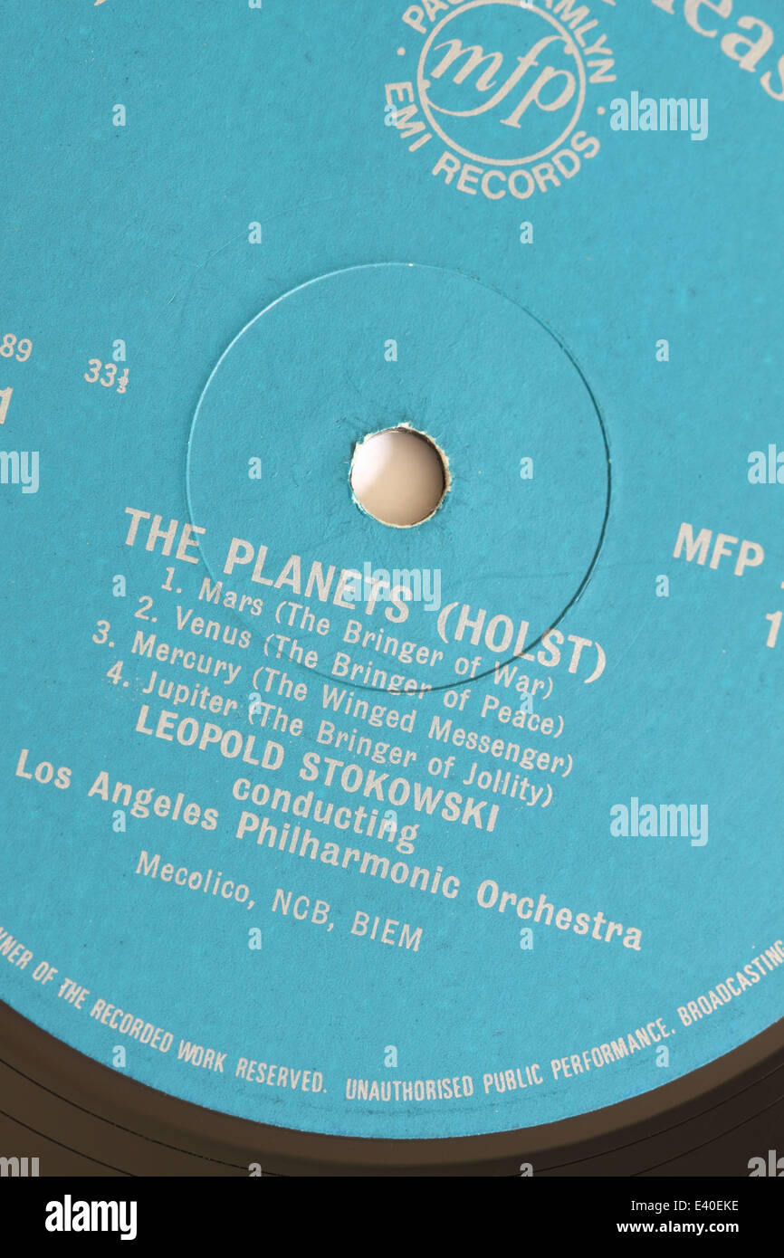 Holst The Planets album LP conducted by Leopold Stokowski on the Music For Pleasure record label Stock Photo